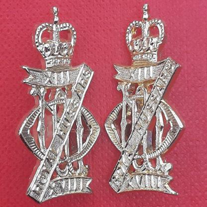 The 13th/18th Hussars - Gold Anodised Collar Badges.