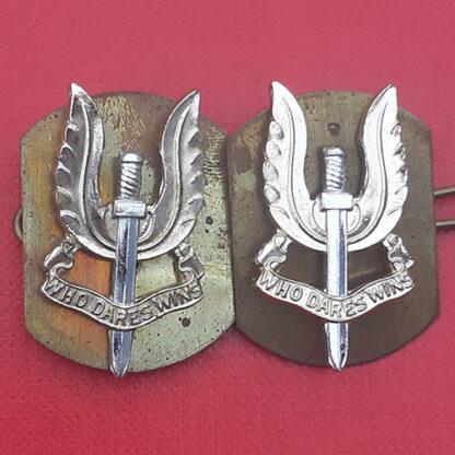 The Special Air Service - Gold & Silver Anodised Collar Badges.