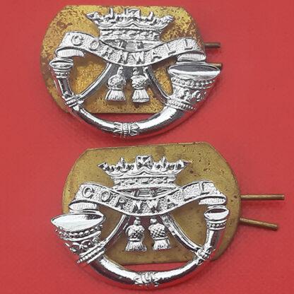 The Duke Of Cornwall's Light Infantry - Silver Anodised Collar Badges.