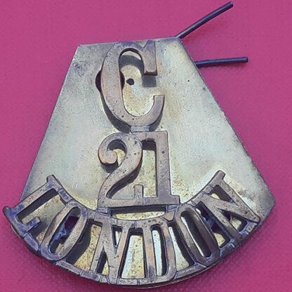 21st Couny Of London Finsbury Rifles Cadets - Gilding Metal Shoulder Title.