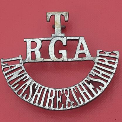 Royal Garrison Artillery Lancashire & Cheshire Territorials - White Metal Shoulder Title.