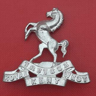Royal West Kent Regiment - Officer's White Metal Cap Badge.