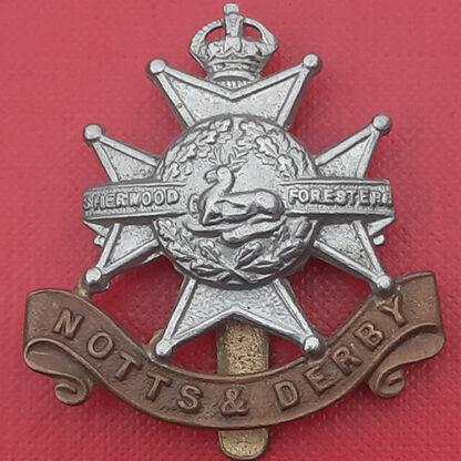 The Sherwood Foresters ( Notts & Derby) Regiment - King's Crown Bi Metal Cap Badge.