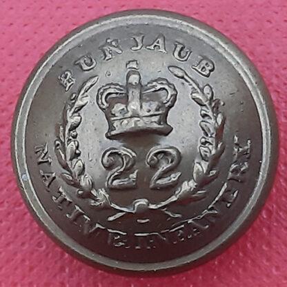 (India) 22nd Punjaub Native Infantry - Queen Victoria's Crown 19mm Gilding Metal Button.
