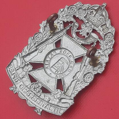 (South Africa) The Witwatersrand Rifles - King's Crown White Metal Helmet Badge. - Image 2