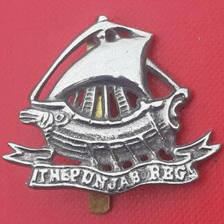 (India) The Punjab Regiment - White Metal Cast Cap Badge.