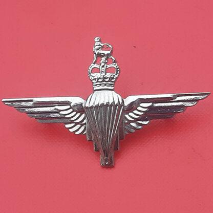 The Parachute Regiment - Queen's Crown White Metal Cap Badge.