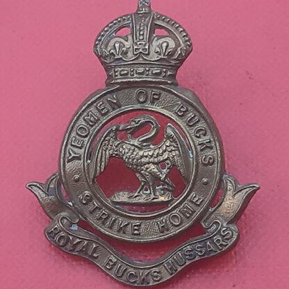 The Royal Bucks Hussars - King's Crown Gilding Metal Cap Badge.