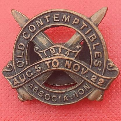 The Old Contemptables - Brass Button Hole Badge.