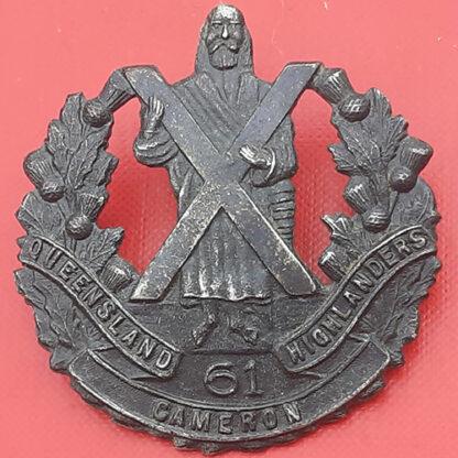 (Australia) 61st Infantry Battalion The Queensland Highlanders - Oxidised Cap Badge.