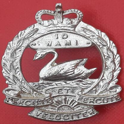 (Australia) 10th Western Australia Mounted Infantry - Queen's Crown White Metal Cap Badge.