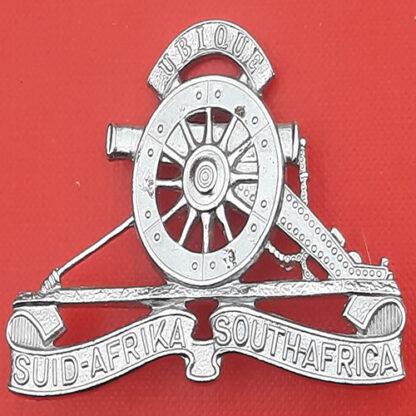 (South Africa) The South African Artillery - White Metal Cap Badge.