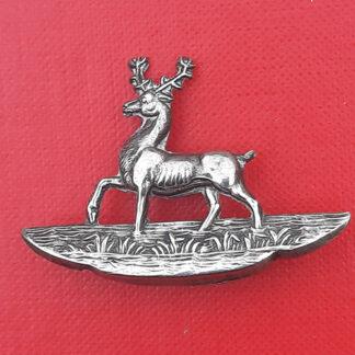 The Hertfordshire Yeomanry - White Metal Forage Cap / Collar Badge.