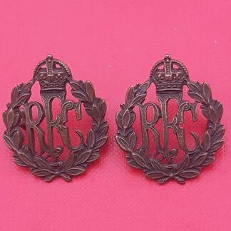 The Royal Flying Corps - Bronzed Officer's Service Dress Collar Badges.