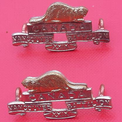 (Canada) The Irish Fusiliers Of Canada ( Vancouver Regiment) - Bi Metal Collar Badges.