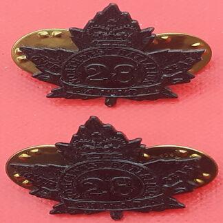 (Canada) The Royal Regina Rifles Regiment - Blackened Brass Collar Badges.