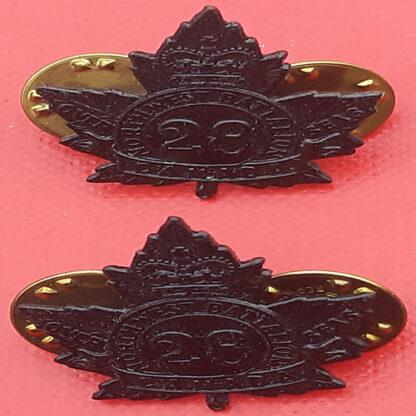 (Canada) The Royal Regina Rifles Regiment - Blackened Brass Collar Badges.