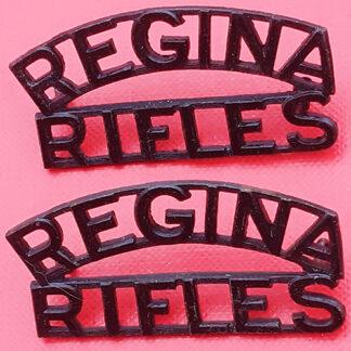 (Canada) The Royal Regina Rifles Regiment - Blackened Brass Shoulder Titles.