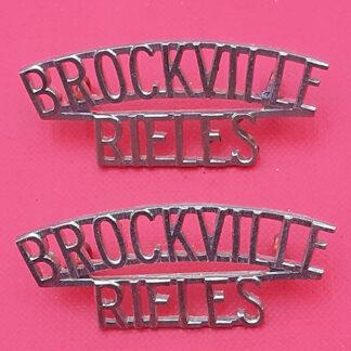 (Canada) The Brockville Rifles - White Metal Shoulder Titles.