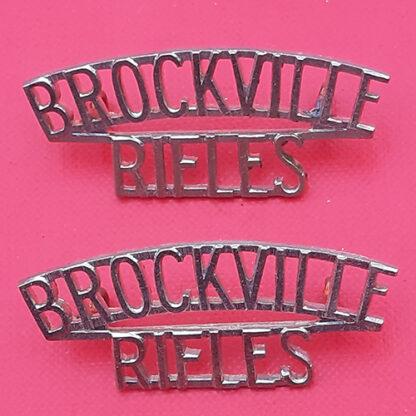 (Canada) The Brockville Rifles - White Metal Shoulder Titles.