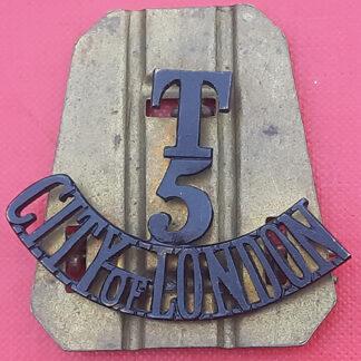 5th City Of London Territorials - Blackened Brass Shoulder Title.