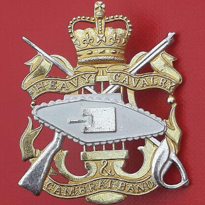 The Heavy Cavalry & Cambrai Band - Queen's Crown Bi Metal & Enamelled Cap Badge.