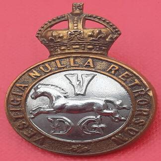The 5th Dragoon Guards - King's Crown Bi Metal Lugged Cap Badge.