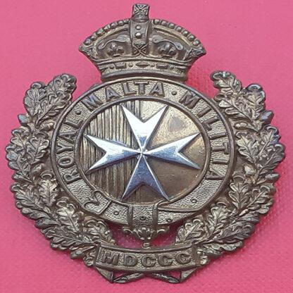 The Royal Malta Militia - Queen Victoria's Crown Bi Metal Cap Badge.