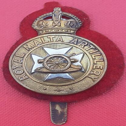 The Royal Malta Artillery - King's Crown Bi Metal Cap Badge.