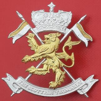 The Scottish Yeomanry - Queen's Crown Silver & Gilt Cap Badge.