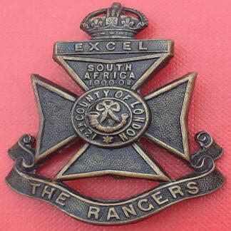 12th County Of London "The Rangers" - King's Crown Blackened Brass Cap Badge.
