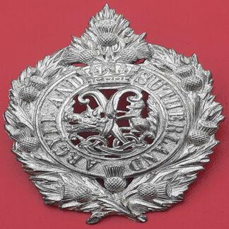 The Argyll & Sutherland Highlanders - N.C.O's Quality White Metal Cap Badge.