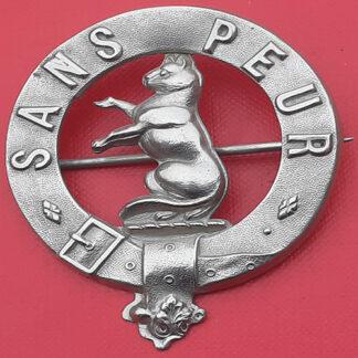 The Ross-shire Highland Volunteers - White Metal Brooched Cap Badge.