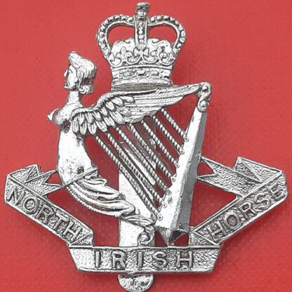 The North Irish Horse - Silver Anodised Cap Badge.