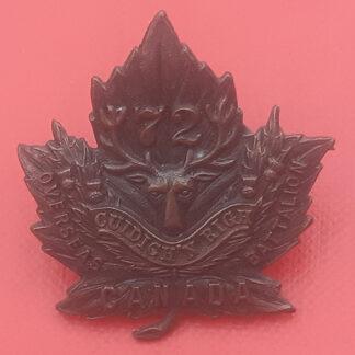 (Canada) 72nd Infantry Battalion (Seaforth Highlanders) - Gilding Metal Collar Badge.