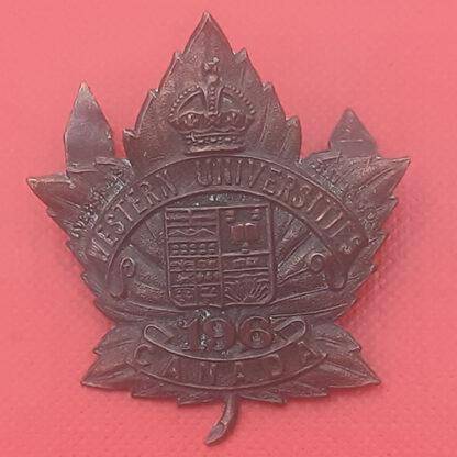 (Canada) 196th Infantry Battalion (Western Universites) - King's Crown Gilding Metal Collar Badge.