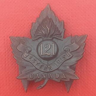 (Canada) 121st Infantry Battlion (Western Irish) - Gilding Metal Collar Badge.