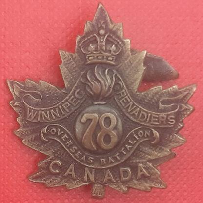(Canada) 78th Infantry Battalion - King's Crown Gilding Metal Collar Badge.