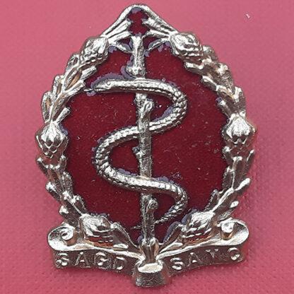 (South Africa) South African Medical Corps - Gilding Metal & Enamelled Cap Badge.