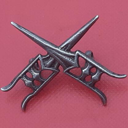 (India) 122nd Rajputana Infantry -  White Metal ( Indian Silver?) Cap Badge.