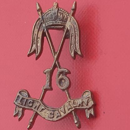 (India) 16th Light Cavalry - King's Crown Gilding Metal Cap Badge.