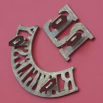 Royal Anglesey Royal Engineers Militia - Gilding Metal 2 Piece Shoulder Title. - Image 2