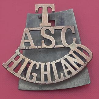 Army Service Corps Territorials Highland - Gilding Metal Shoulder Title.