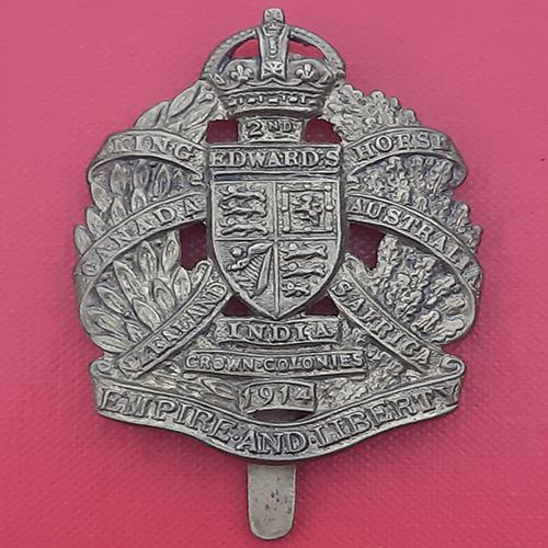 2nd King Edward's Horse - King's Crown Gilding Metal Cap Badge.