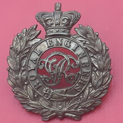 The Royal Engineers - Queen Victoria's Crown Gilding Metal Cap Badge.
