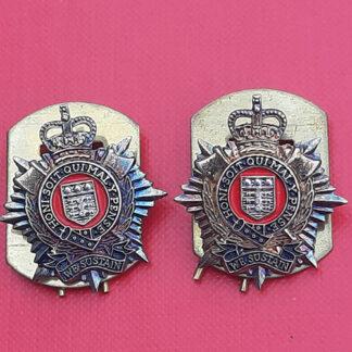 The Royal Logistic Corps - Queen's Crown Gilding Metal Collar Badges.