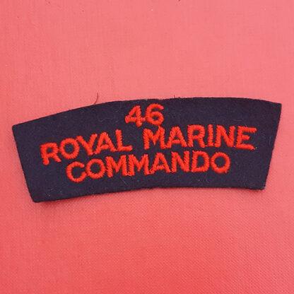 46 Royal Marine Commando - Red On Black Cloth Shoulder Title.