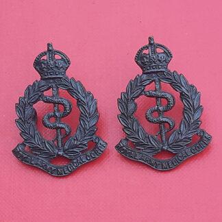 The Royal Army Medical Corps - King's Crown Officer's Service Dress Collar Badges.