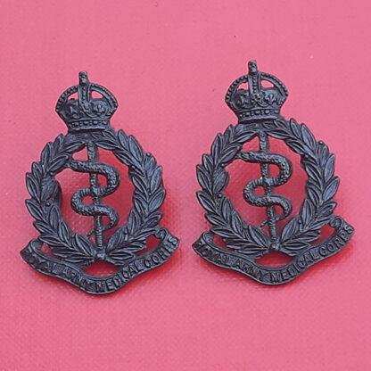The Royal Army Medical Corps - King's Crown Officer's Service Dress Collar Badges.