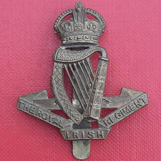 The Royal Irish Regiment - King's Crown Gilding Metal Cap Badge.